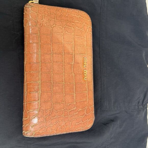 Auth MIU MIU Wallet Crocodile Embossed Leather Long Wallet Womens - Picture 7 of 9